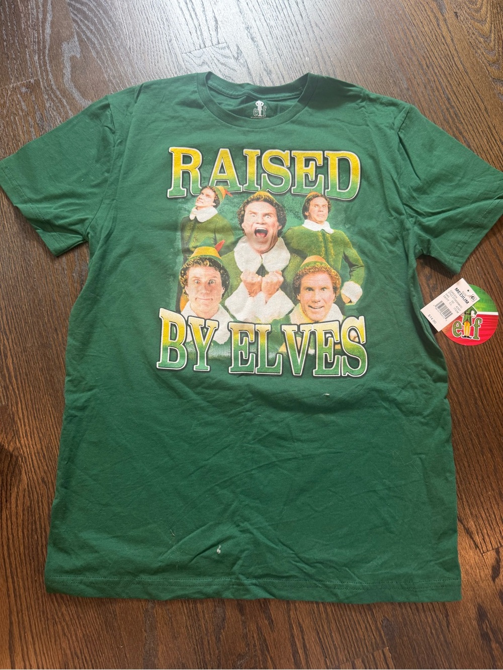 ELF Green "Raised By Elves" Graphic Tee